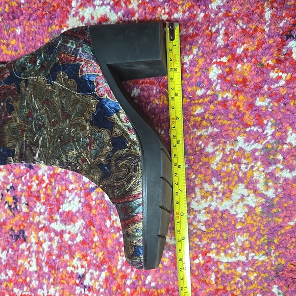 SOLD Velvet Metallic Paisley Gogo Boots Retro Vintage 90s 70s Style Toni Pons - Picture 9 of 12